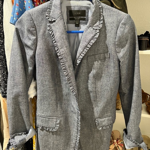 J.Crew Chambray Regent blazer with ruffle trim - Picture 6 of 9